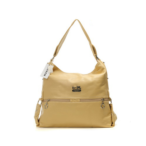 Coach Zip Logo Large Ivory Shoulder Bags DIO